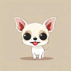 Obraz premium Cute animated kawaii chihuahua puppy dog. Modern animation style icon isolated on solid background