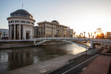 Archaeological Museum of Macedonia and Bridge of the Civilizations in downtown of Skopje - 755905250
