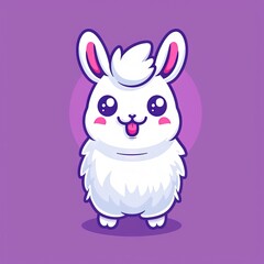Cute animated kawaii llama, Modern animation style icon isolated on solid background