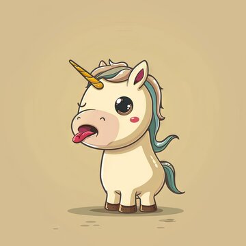 Cute animated kawaii unicorn. Modern animation style icon isolated on solid background