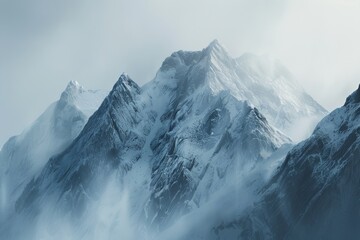picture of beautiful mountains in a fog. - obrazy, fototapety, plakaty