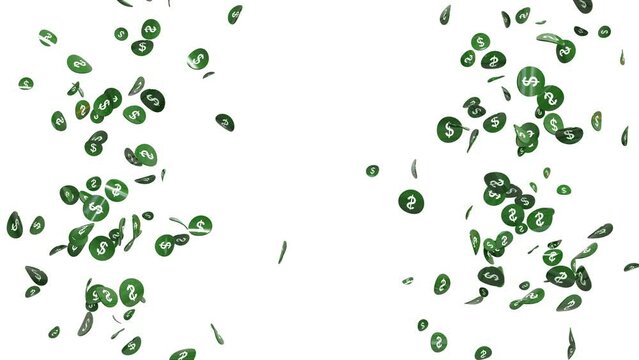 confetti with dollar logo on it for the winner of a prize - separated alpha channel - 3D rendering - 4K