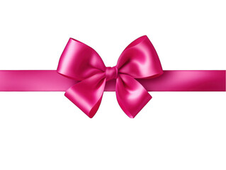 Magenta satin ribbon and bow isolated on transparent background, transparency image, removed background