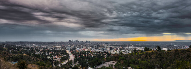 Dramatic Dawn: 4K Ultra HD Image of Stormy Los Angeles Viewed from Hollywood