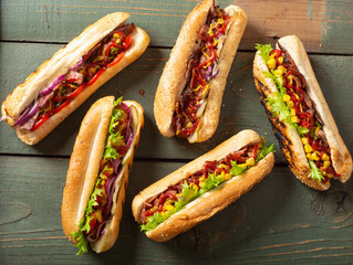 Hot dog . Traditional american fast food .