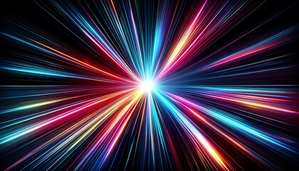 abstract colorful background with rays, a dynamic image depicting a burst of multicolored light rays emanating from a central point, creating a vibrant and energetic visual effect that suggests high s