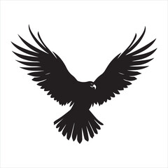 A black silhouette Hawk bird set
