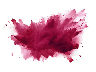 Burgundy paint color powder festival explosion burst isolated on transparent background, transparency image, removed background - obrazy, fototapety, plakaty