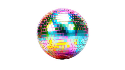 Fototapeta na wymiar Colorful Disco ball multi colored party on white or transparent background