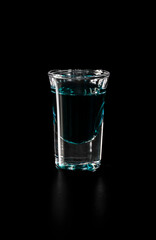 Shot glass with blue drink