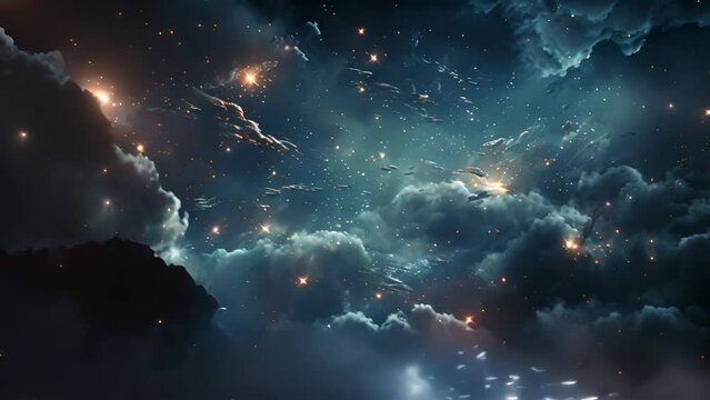 Night starry sky. Milky Way, stars and nebula. Space blue background,