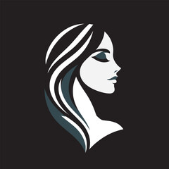 Beautiful woman face logo. Hair, spa and aesthetics business concept. Modern, elegant, luxury style. Vector illustration
