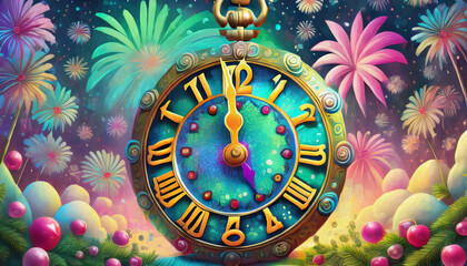 Fototapeta premium new year clock