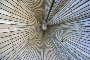 inside parachute looking up (large hanging tent parachute material) converging lines texture...