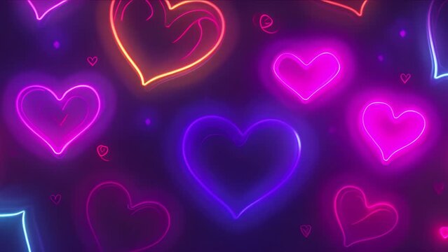 Abstract Pink Romantic Energy flowing Neon Glowing Light Interlocking Fire Love Symbol. Use it in slideshow, social media post, live, shorts, reels, tiktoks, advertisement, presentation and animation.