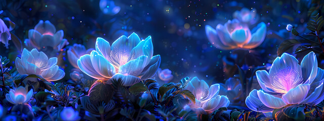 Obraz premium Mystic Garden: The Ethereal Bloom of Night Flowers