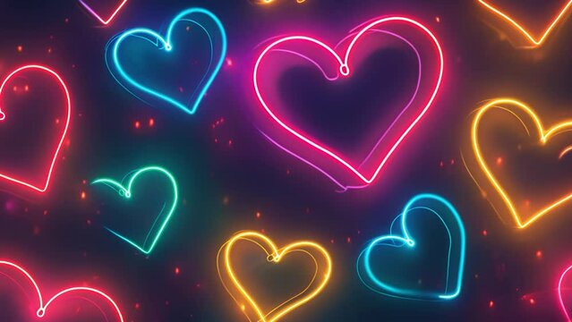 Abstract Pink Romantic Energy flowing Neon Glowing Light Interlocking Fire Love Symbol. Use it in slideshow, social media post, live, shorts, reels, tiktoks, advertisement, presentation and animation.