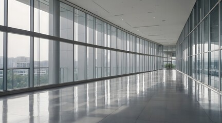 glass wall of modern business office building at the business center use for background in business concept