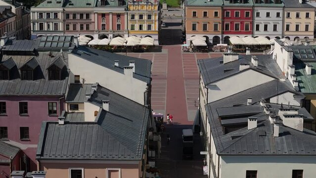Beautiful Landscape Street Old Town Market Square Zamosc Aerial View Poland