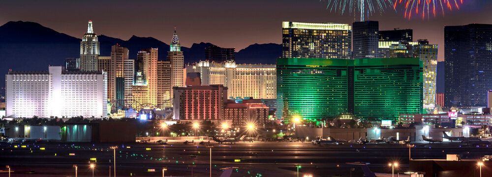 Spectacular Celebration: 4K Ultra HD Image of Fireworks and Reflection on Colorado River at Laughlin, Nevada, USA