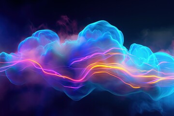 Abstract cloud neon paint. Color creative. Generate Ai