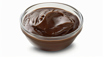 Bowl of Chocolate Pudding on a White