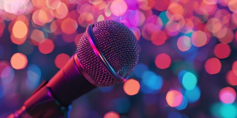 karaoke bar concept microphone Generative AI - obrazy, fototapety, plakaty
