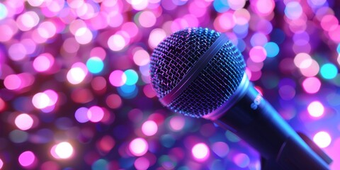 Fototapeta na wymiar karaoke bar concept microphone Generative AI