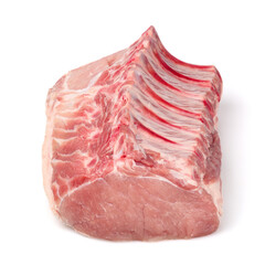 Fresh piece of pork. Chop with bone.