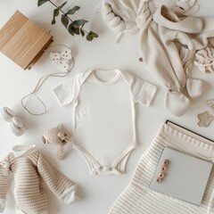 White Baby Bodysuit Mockup
