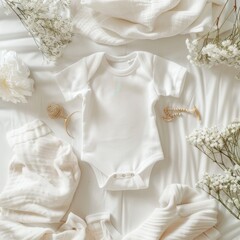 Obraz na płótnie Canvas White Baby Bodysuit Mockup