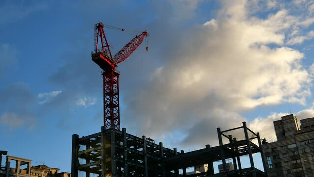 Crane in construction site, Taipei, Taiwan