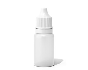 Blank white plastic clear eye dropper bottle isolated On Transparent Background. pharmaceutical packaging. 3D Render.