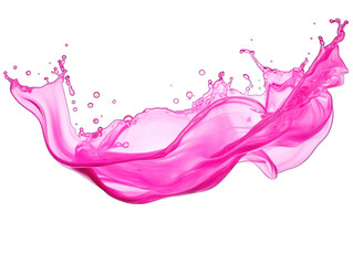 Pink liquid wave water isolated on transparent background, transparency image, removed background