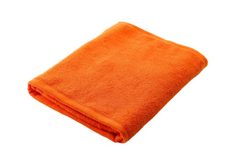Folded orange towel isolated on a transparent background.