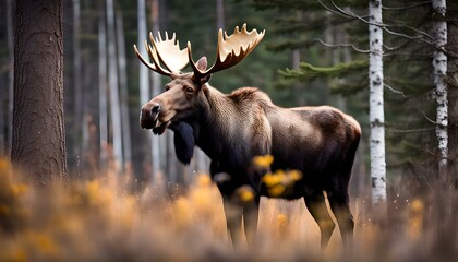 Naklejka na ściany i meble Moose in the forest.