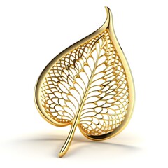 Poplar leaf made of openwork gold, jewelry. isolate. - obrazy, fototapety, plakaty