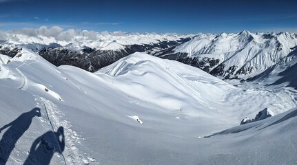 Backcountry ski tour on the Büelenhorn mountain in Davos Monstein. Ski mountaineering to a...