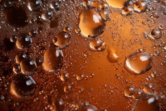A close-up of a cold beverage with condensation