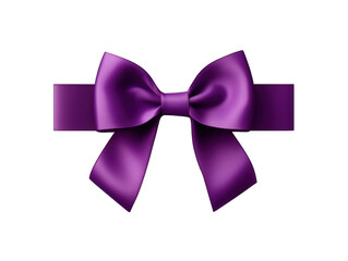 Purple satin ribbon and bow isolated on transparent background, transparency image, removed background