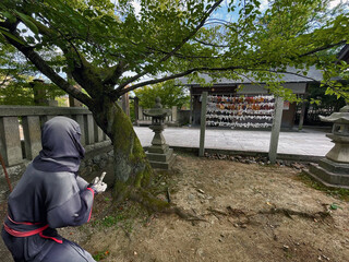 Japanese Ninja at Higashi Chaya ancient temple, Kanazawa, Ishikawa, Japan