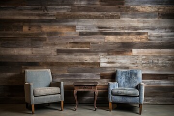 Distressed wood wall adding rustic elegance