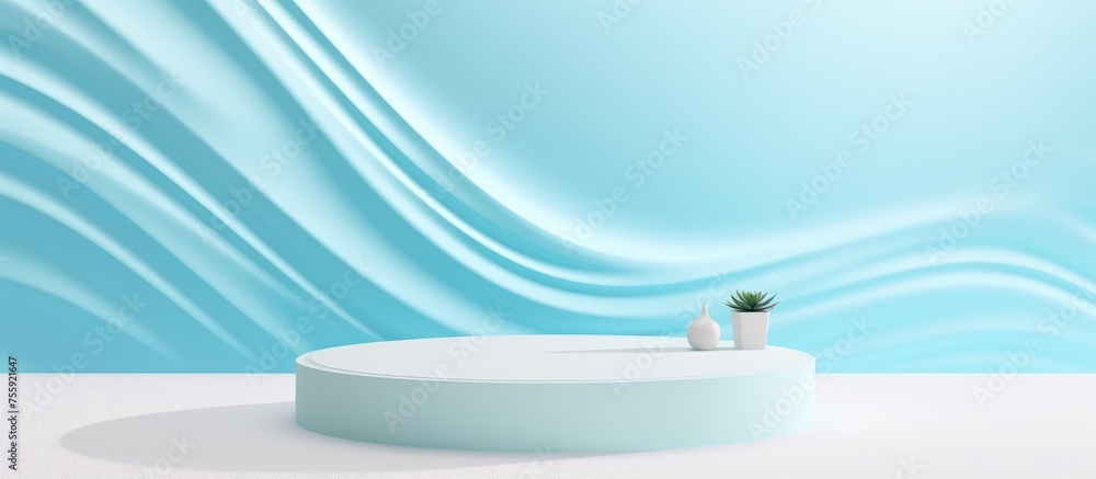 Canvas Prints Product Background for Cream Cosmetics Blue Pastel Podium.