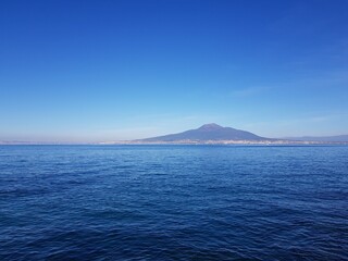 View of the volcano Vesuvius from the sea, Naples, Italy