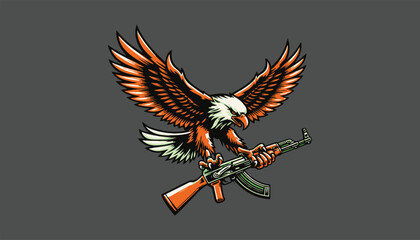eagle catching rifle logo design 