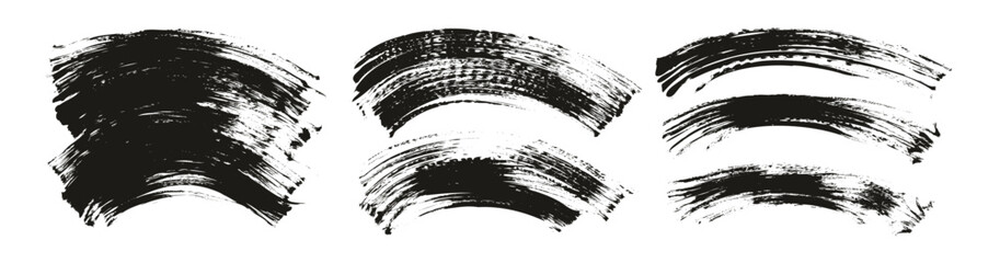 Hand Drawn Flat Fan Brush Thin Curved Background High Detail Abstract Vector Background Set 