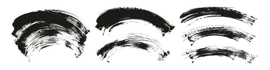 Hand Drawn Flat Fan Brush Thin Curved Background High Detail Abstract Vector Background Set 