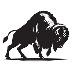 Majestic American Bison Silhouettes: Graceful Outlines for Wildlife Enthusiasts, Graceful American Bison Silhouettes: Majestic Wildlife Art, Bison buffalo silhouettes isolated on white background.