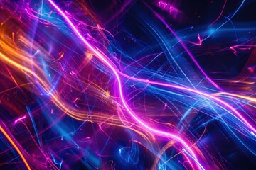 Abstract neon lines. Space neon. Generate Ai