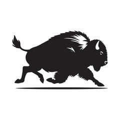 Majestic American Bison Silhouettes: Graceful Outlines for Wildlife Enthusiasts, Graceful American Bison Silhouettes: Majestic Wildlife Art, Bison buffalo silhouettes isolated on white background.